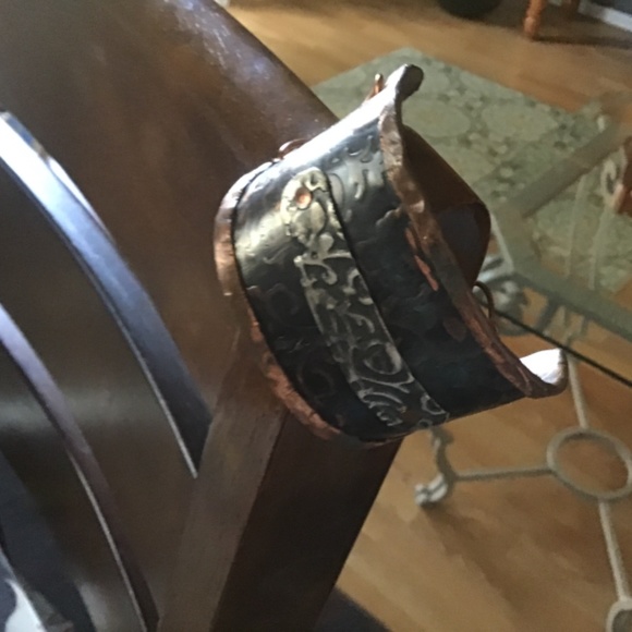 Forged Copper and Sterling Floral Cuff Bracelet - Picture 9 of 11